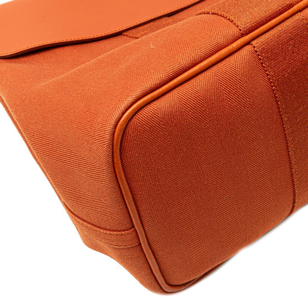 エルメス ヴァルパライソMM ハンドバッグ ポティロン オレンジ トワルシェブロン レザー レディース HERMES 【中古】