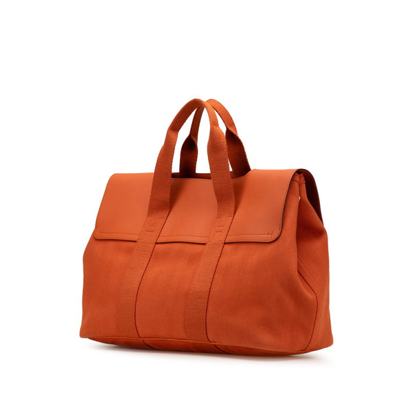 エルメス ヴァルパライソMM ハンドバッグ ポティロン オレンジ トワルシェブロン レザー レディース HERMES 【中古】