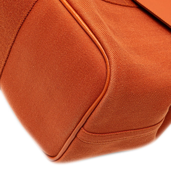 エルメス ヴァルパライソMM ハンドバッグ ポティロン オレンジ トワルシェブロン レザー レディース HERMES 【中古】