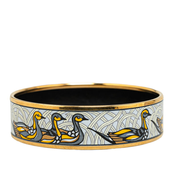 エルメス エマイユGM 鳥 アヒル モチーフ バングル ゴールド メッキ レディース HERMES 【中古】