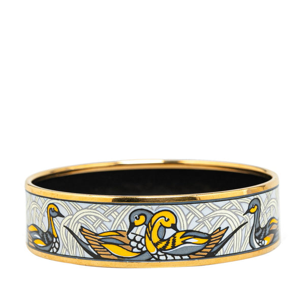 エルメス エマイユGM 鳥 アヒル モチーフ バングル ゴールド メッキ レディース HERMES 【中古】