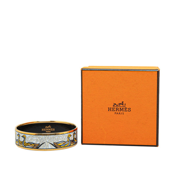 エルメス エマイユGM 鳥 アヒル モチーフ バングル ゴールド メッキ レディース HERMES 【中古】