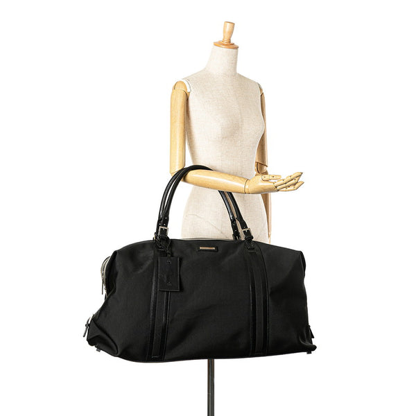 グッチ ボストンバッグ 012 0539 ブラック キャンバス レザー レディース GUCCI 【中古】