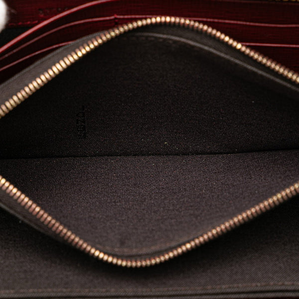 フェンディ ロゴプレート ラウンドファスナー 長財布 8M0299 レッド PVC レザー レディース FENDI 【中古】