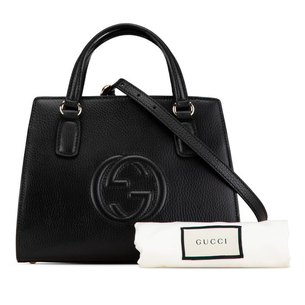 グッチ ソーホー インターロッキングG ハンドバッグ ショルダーバッグ 2WAY 607722 ブラック レザー レディース GUCCI 【中古】