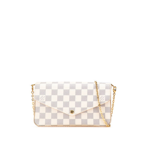 ルイ ヴィトン ダミエ アズール ポシェット フェリシー ポシェット N40491 ホワイト PVC レザー レディース LOUIS VUITTON 【中古】