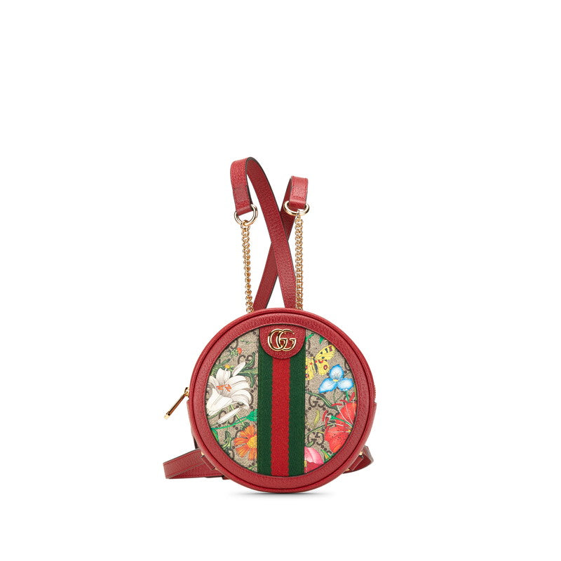 グッチ GGスプリーム オフィディア  フローラ リュック バックパック 598661 ベージュ レッド マルチカラー PVC レザー レディース GUCCI 【中古】