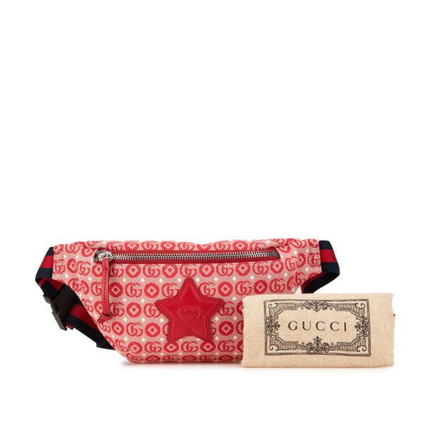 グッチ GGロゴ チルドレンズ スター ウエストバッグ ボディバッグ 502095 レッド キャンバス レザー レディース GUCCI 【中古】