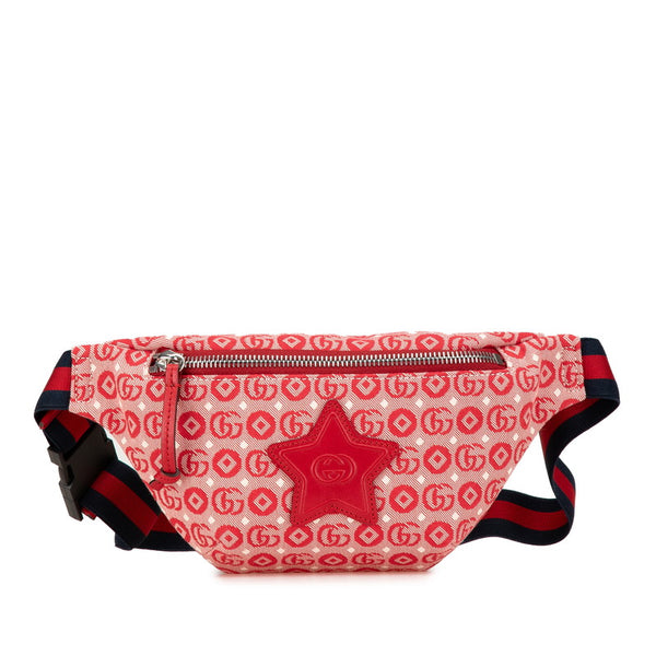 グッチ GGロゴ チルドレンズ スター ウエストバッグ ボディバッグ 502095 レッド キャンバス レザー レディース GUCCI 【中古】