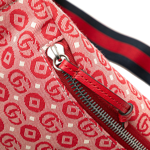 グッチ GGロゴ チルドレンズ スター ウエストバッグ ボディバッグ 502095 レッド キャンバス レザー レディース GUCCI 【中古】
