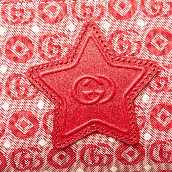 グッチ GGロゴ チルドレンズ スター ウエストバッグ ボディバッグ 502095 レッド キャンバス レザー レディース GUCCI 【中古】