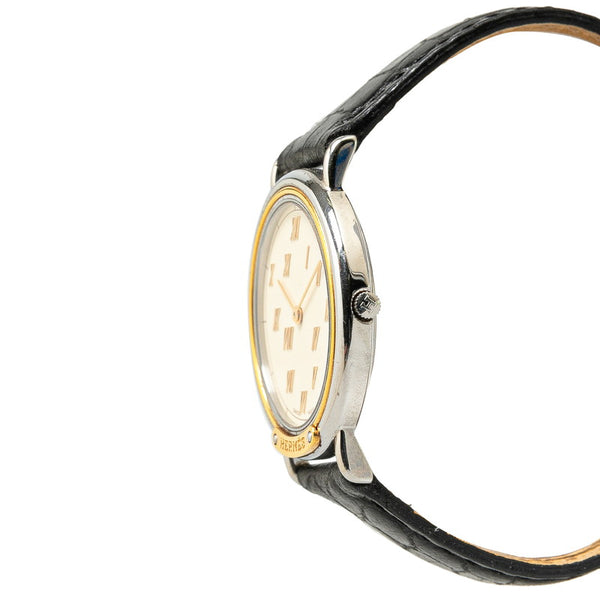 エルメス メテオール ベルト（社外品） 腕時計 クオーツ アイボリー文字盤 ステンレススチール レディース HERMES 【中古】