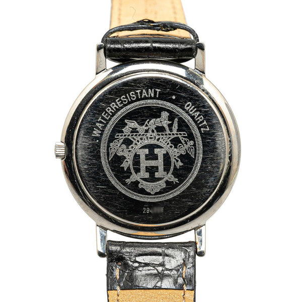 エルメス メテオール ベルト（社外品） 腕時計 クオーツ アイボリー文字盤 ステンレススチール レディース HERMES 【中古】