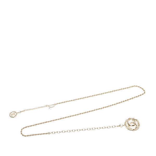 シャネル ココマーク ラインストーン ビジュー チェーンベルト シャンパンゴールド メッキ レディース CHANEL 【中古】