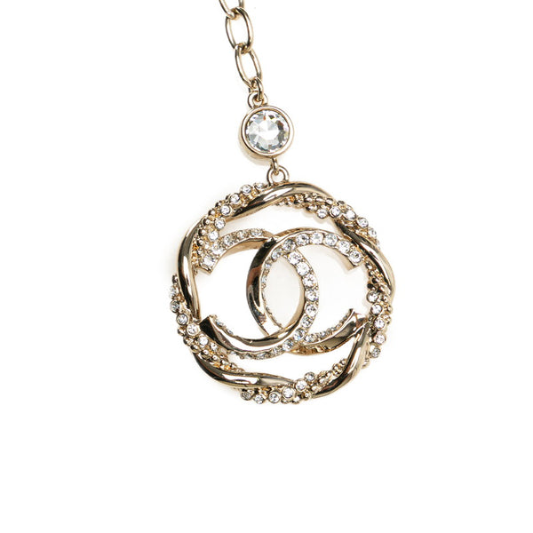 シャネル ココマーク ラインストーン ビジュー チェーンベルト シャンパンゴールド メッキ レディース CHANEL 【中古】