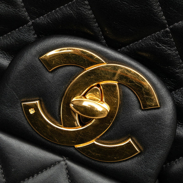 シャネル デカ マトラッセ34 ココマーク チェーン ショルダーバッグ  ブラック ラムスキン レディース CHANEL 【中古】