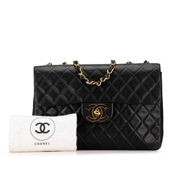 シャネル デカ マトラッセ34 ココマーク チェーン ショルダーバッグ  ブラック ラムスキン レディース CHANEL 【中古】