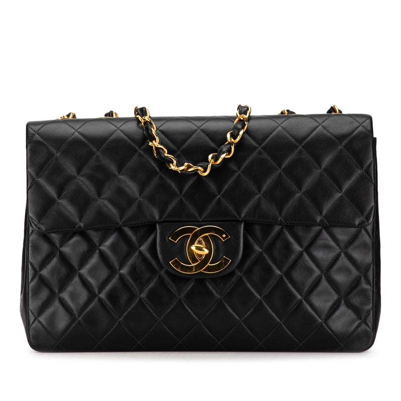 シャネル デカ マトラッセ34 ココマーク チェーン ショルダーバッグ  ブラック ラムスキン レディース CHANEL 【中古】