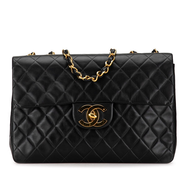 シャネル デカ マトラッセ34 ココマーク チェーン ショルダーバッグ  ブラック ラムスキン レディース CHANEL 【中古】