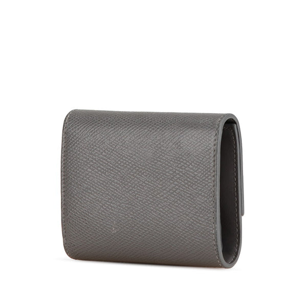 セリーヌ スモール トリフォールドウォレット 三つ折り財布 グレー レザー レディース CELINE 【中古】