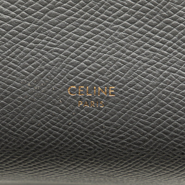 セリーヌ スモール トリフォールドウォレット 三つ折り財布 グレー レザー レディース CELINE 【中古】