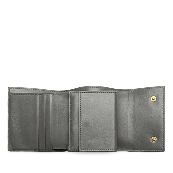 セリーヌ スモール トリフォールドウォレット 三つ折り財布 グレー レザー レディース CELINE 【中古】