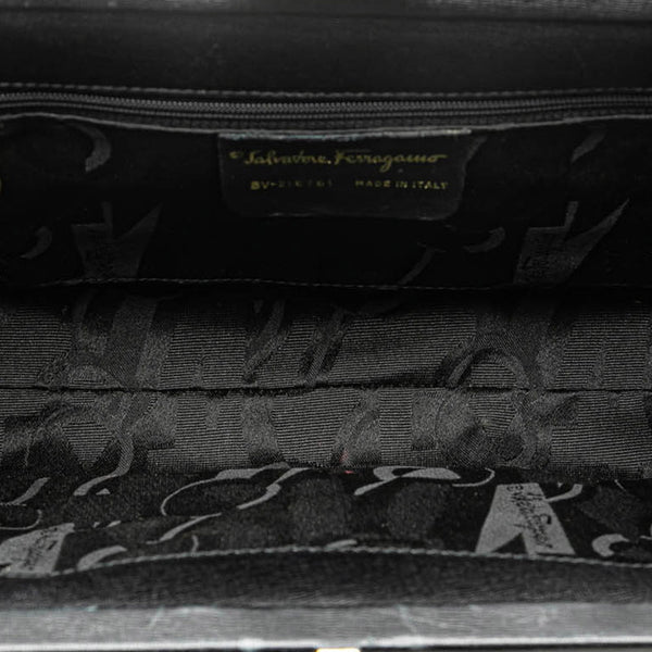サルヴァトーレフェラガモ ガンチーニ ハンドバッグ トートバッグ ブラック レザー レディース Salvatore Ferragamo 【中古】
