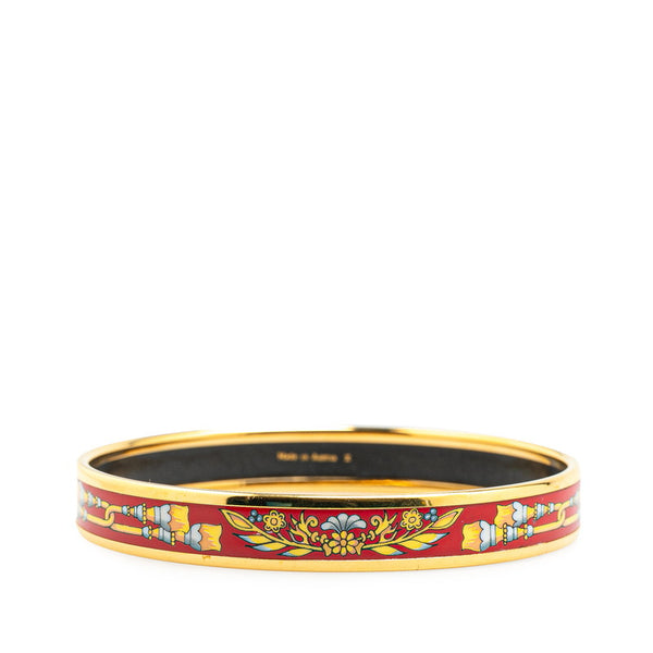 エルメス エマイユPM 七宝焼き バングル レッド ゴールド メッキ レディース HERMES 【中古】