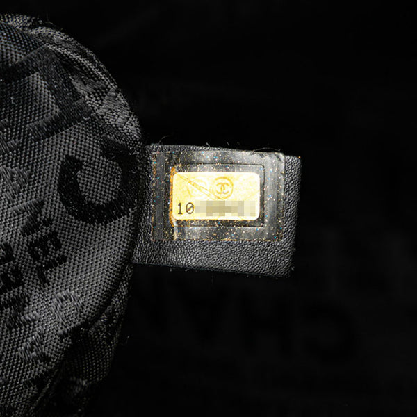 シャネル カメリア チェーン ショルダーバッグ グレー ブラック ツイード レザー レディース CHANEL 【中古】