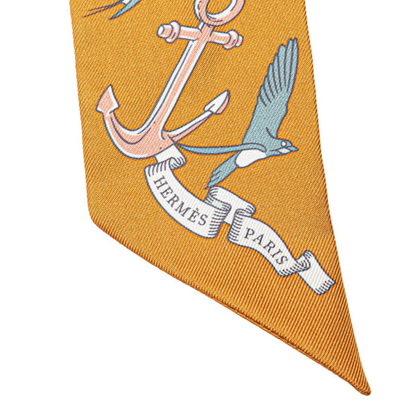 エルメス ツイリー Sur Mon Nuage 私の雲 スカーフ ブラウン ホワイト マルチカラー シルク レディース HERMES 【中古】