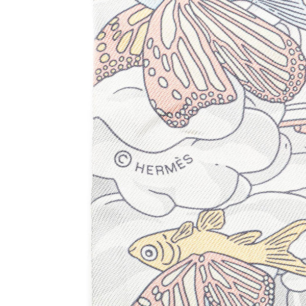 エルメス ツイリー Sur Mon Nuage 私の雲 スカーフ ブラウン ホワイト マルチカラー シルク レディース HERMES 【中古】