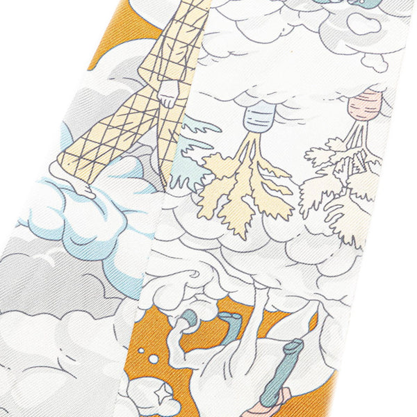 エルメス ツイリー Sur Mon Nuage 私の雲 スカーフ ブラウン ホワイト マルチカラー シルク レディース HERMES 【中古】