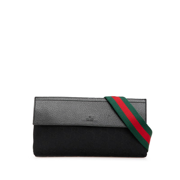 グッチ GGキャンバス ウエストバッグ ボディバッグ 180691 ブラック キャンバス レザー レディース GUCCI 【中古】