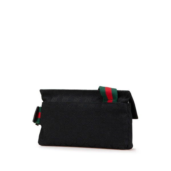 グッチ GGキャンバス ウエストバッグ ボディバッグ 180691 ブラック キャンバス レザー レディース GUCCI 【中古】