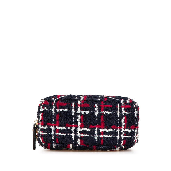 シャネル シャネル19 ラウンド型 斜め掛け チェーン ショルダーバッグ ネイビー レッド ツイード レザー レディース CHANEL 【中古】