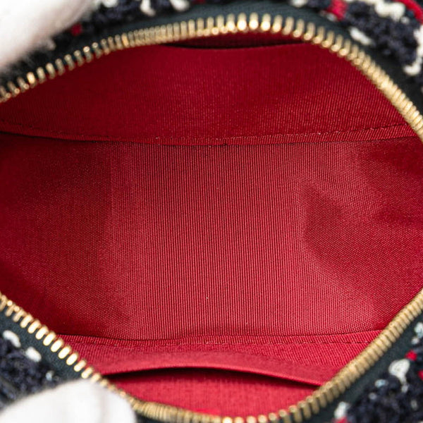 シャネル シャネル19 ラウンド型 斜め掛け チェーン ショルダーバッグ ネイビー レッド ツイード レザー レディース CHANEL 【中古】