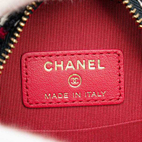 シャネル シャネル19 ラウンド型 斜め掛け チェーン ショルダーバッグ ネイビー レッド ツイード レザー レディース CHANEL 【中古】