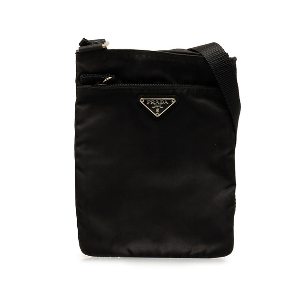 プラダ 三角ロゴプレート ショルダーバッグ ブラック ナイロン レディース PRADA 【中古】