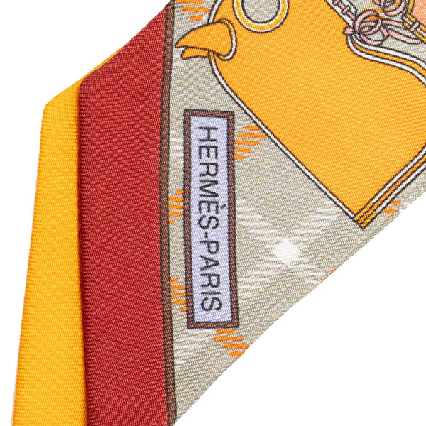 エルメス ツイリー Camails カマイユ 馬具 スカーフ グレー マルチカラー シルク レディース HERMES 【中古】