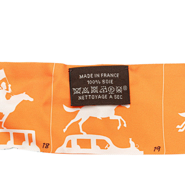 エルメス ツイリー パラード スカーフ オレンジ ブラウン シルク レディース HERMES 【中古】