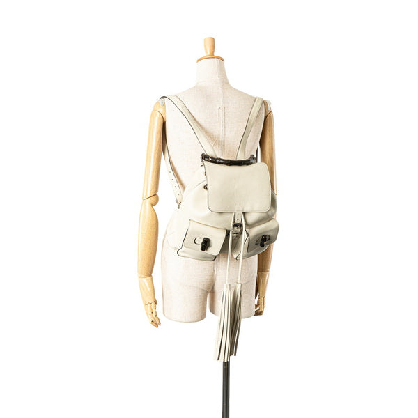 グッチ バンブー リュック バックパック 370833 アイボリー レザー レディース GUCCI 【中古】