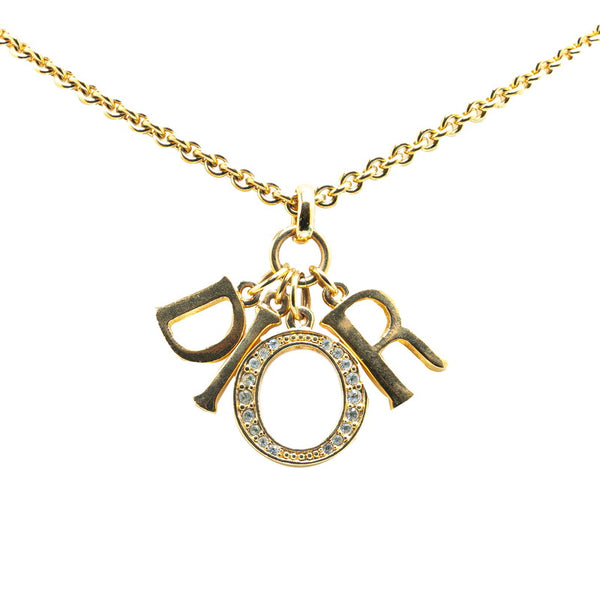 ディオール ロゴ ネックレス ゴールド メッキ レディース Dior 【中古】