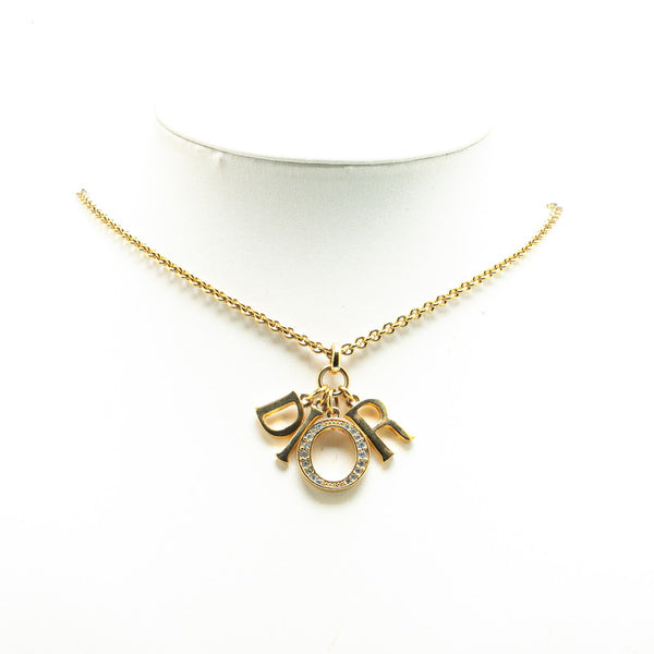 ディオール ロゴ ネックレス ゴールド メッキ レディース Dior 【中古】
