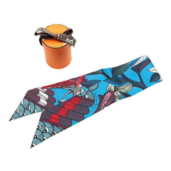 エルメス ツイリー TREE OF SONG ツリーオブソング スカーフ ブルー マルチカラー シルク レディース HERMES 【中古】