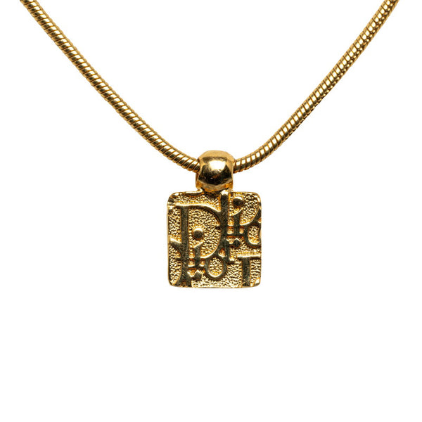 ディオール トロッタープレート ラインストーン リバーシブル ネックレス ゴールド メッキ レディース Dior 【中古】