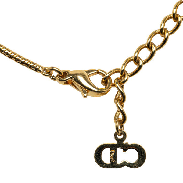 ディオール トロッタープレート ラインストーン リバーシブル ネックレス ゴールド メッキ レディース Dior 【中古】