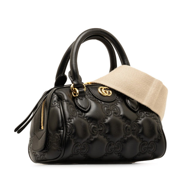 グッチ GGマトラッセ キルティングミディアム ハンドバッグ ショルダーバッグ 2WAY 702251 ブラック レザー レディース GUCCI 【中古】