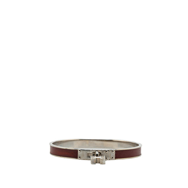 エルメス ケリー カデナ バングル ワインレッド シルバー レザー メタル レディース HERMES 【中古】
