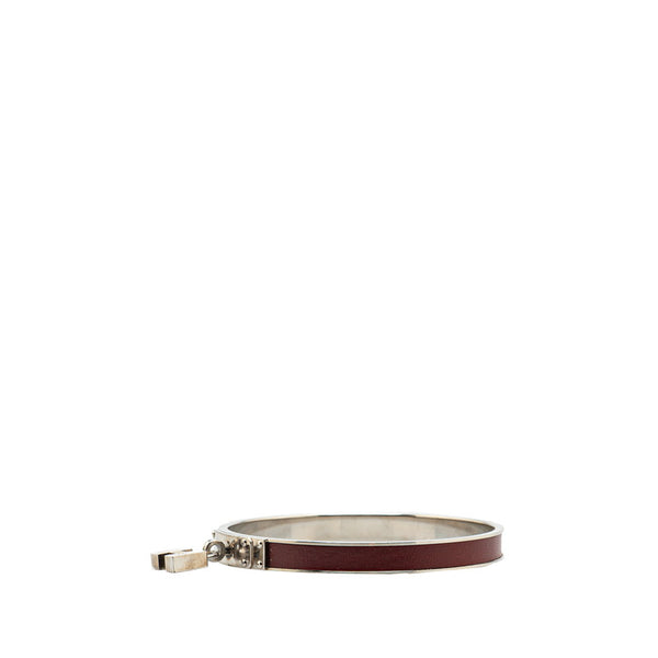 エルメス ケリー カデナ バングル ワインレッド シルバー レザー メタル レディース HERMES 【中古】