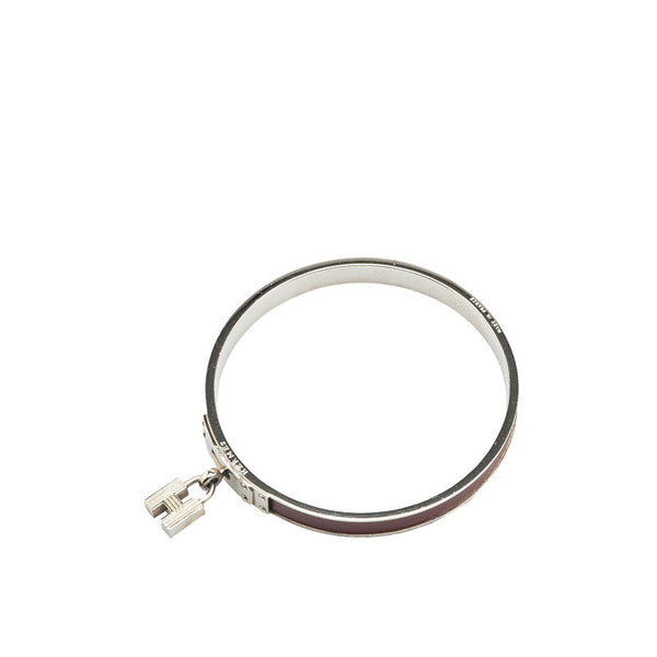 エルメス ケリー カデナ バングル ワインレッド シルバー レザー メタル レディース HERMES 【中古】